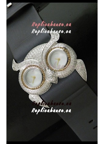 Chopard Animal World Ladies Owl Black Full Diamond Watch