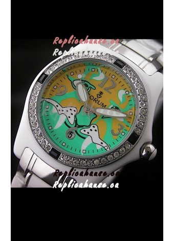 Corum Imitation Ceramics Japanese Replica Watch in Light Green & Yellow Dial