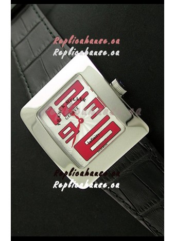 Franck Muller Geneve Infinity Japanese Steel Watch in Red Numeral Markers