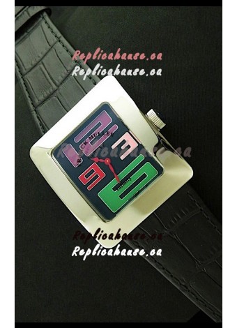 Franck Muller Geneve Infinity Japanese Steel Watch in Multi Color Numeral Markers