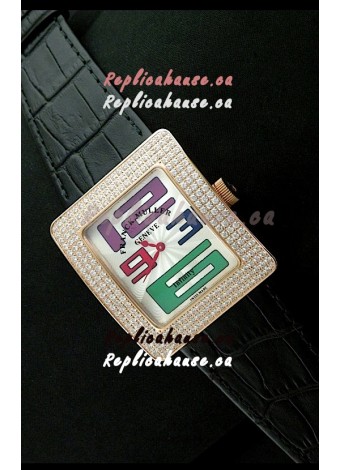 Franck Muller Geneve Infinity Japanese Gold Watch in Multi Color Numeral Markers
