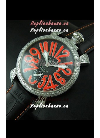 Gaga Milano Italy Manuale Replica Japanese Watch in Orange Markers