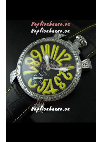 Gaga Milano Italy Manuale Replica Japanese Watch in Yellow Markers