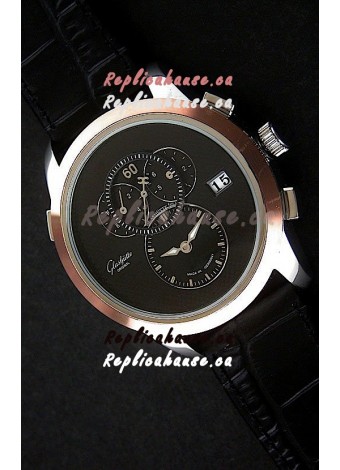 Glashuette ST. Steel Japanese Replica Watch in Black Dial