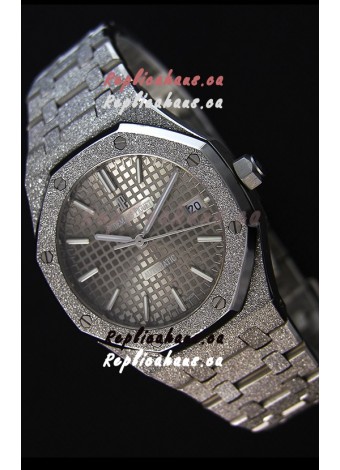 Audemars Piguet Royal Oak Frosted Self-Winding White Gold Grey Dial 1:1 Mirror Replica Watch 