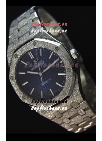 Audemars Piguet Royal Oak Frosted Self-Winding White Gold Blue Dial 1:1 Mirror Replica Watch 