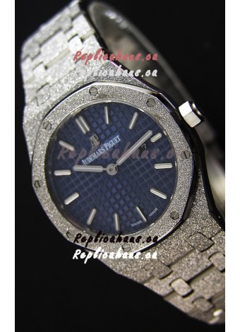 Audemars Piguet Royal Oak Frosted White Gold QUARTZ Watch Navy Blue 33MM - 1:1 Mirror Replica 