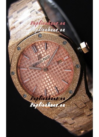 Audemars Piguet Royal Oak Frosted Rose Gold QUARTZ Watch Champange Dial 33MM - 1:1 Mirror Replica 