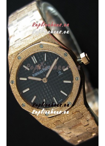 Audemars Piguet Royal Oak Frosted Rose Gold QUARTZ Watch Black Dial 33MM - 1:1 Mirror Replica 