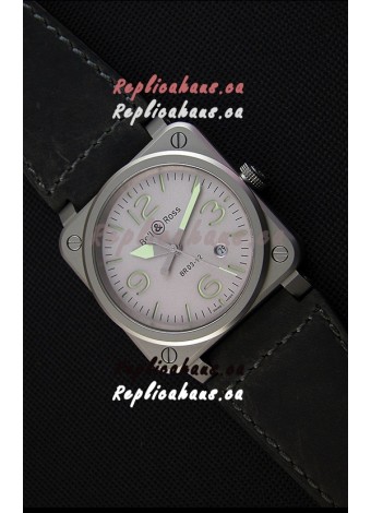 Bell & Ross BR03-92 Horolum Grey Dial Leather Strap Swiss Replica Watch 1:1 Mirror Replica