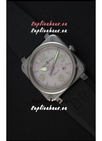Bell & Ross BR03-92 Horolum Grey Dial Rubber Strap Swiss Replica Watch 1:1 Mirror Replica