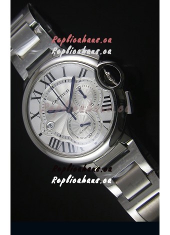 Ballon De Cartier Chronograph in Stainless Steel Case White Dial - 1:1 Mirror Replica