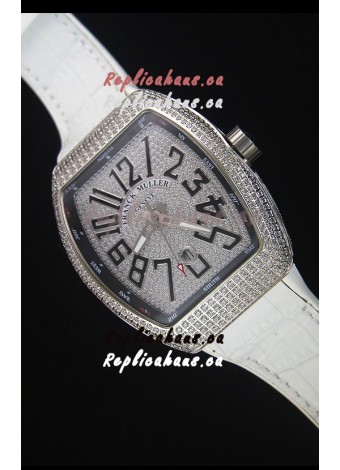 Franck Muller Vanguard Swiss Replica Watch in Diamonds Encrusted Dial