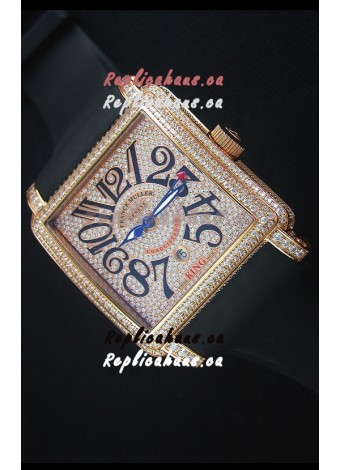 Franck Muller Conquistador King Automatic Watch in Pink Gold with Nylon Strap