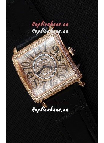 Franck Muller Master of Sqaure Ladies Quartz Replica Watch in Pink Gold Case