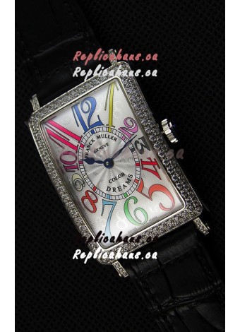 Franck Muller Long Island Color Dreams Ladies Swiss Replica Watch - Black Strap