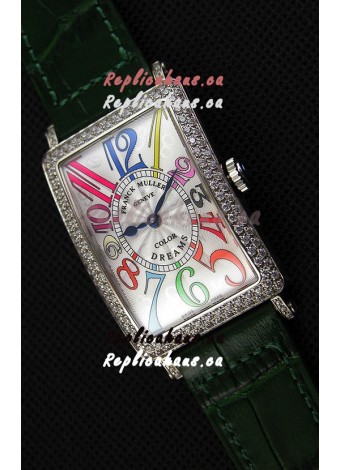 Franck Muller Long Island Color Dreams Ladies Swiss Replica Watch - Green Strap