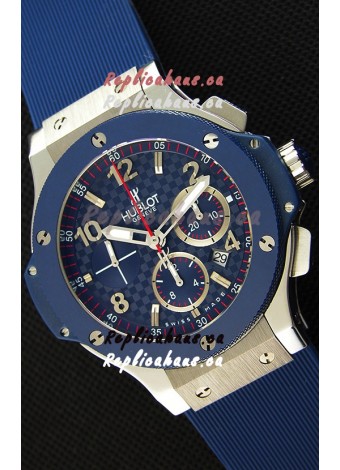 Hublot Big Bang Blue Steel Carbon Dial Swiss Replica Watch 1:1 Mirror Replica