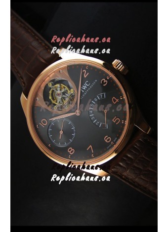 IWC IW504602 Portugieser Tourbillon Rose Gold Watch in Grey Dial 