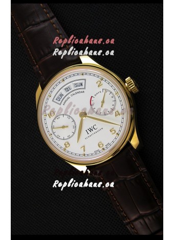 IWC Portugieser Annual Calender White Dial Yellow Gold IW503502 1:1 Mirror Replica 