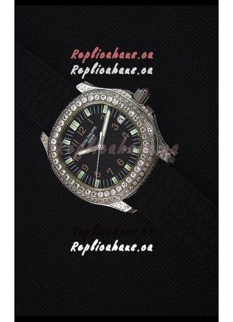 Patek Philippe Aquanaut Swiss Replica Watch with Diamonds Encrusted Casing 