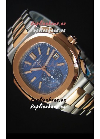 Patek Philippe Nautilus 5980 Chronograph Two Tone Case Blue dial - 1:1 Mirror Replica