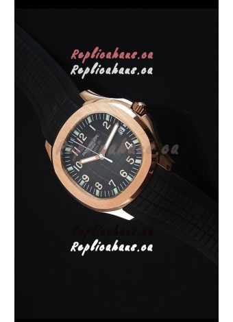 Patek Philippe Aquanaut Jumbo Rose Gold 1:1 Mirror Replica Watch - Black Colored Dial