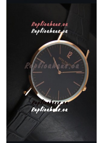 Patek Philippe Calatrava Ulta-Thin Swiss Quartz Watch Rose Gold Case