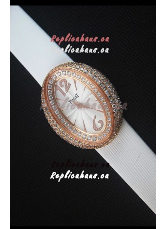 Piaget Limelight Magic Hour Swiss Quartz Watch Rose Gold in White Strap