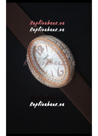 Piaget Limelight Magic Hour Swiss Quartz Watch Rose Gold in Brown Strap