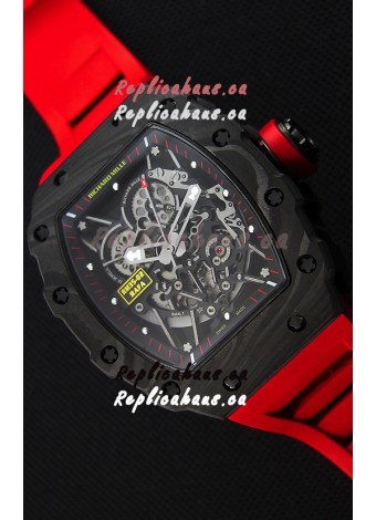 Richard Mille RM35-2 Rafael Nadal Forged Carbon Case with Red Rubber Strap