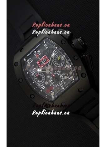 Richard Mille RM011-FM Felipe Massa Black Ceramic Case Watch in Black Strap