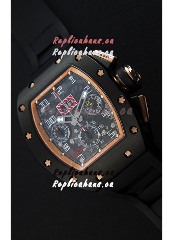 Richard Mille RM011-FM Felipe Massa Black Ceramic Case Watch in Black Strap