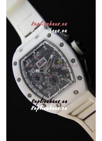 Richard Mille RM011-FM Felipe Massa White Ceramic Case Watch in White Strap