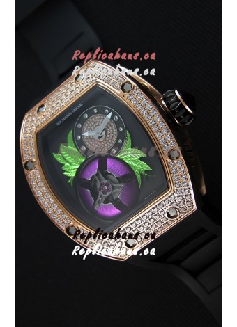 Richard Mille 19-02 Tourbillon Fleur Swiss Replica Watch in Pink Gold 