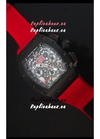 Richard Mille RM011 Filipe Massa PVD Swiss Replica Watch in Red Nylon Strap