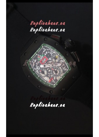 Richard Mille RM011 Filipe Massa PVD Swiss Replica Watch in Black Nylon Strap