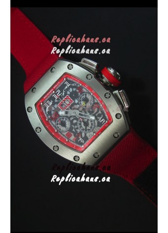 Richard Mille RM011 Filipe Massa Titanium Case Swiss Replica Watch in Red Nylon Strap