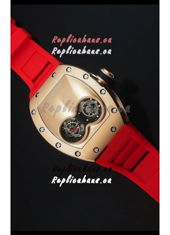 Richard Mille RM053 Tourbillon Pablo Mac Donough Pink Gold Case Red Strap Swiss Watch