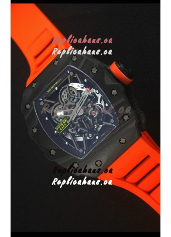 Richard Mille RM035-2 Rafael Nadal Forged Carbon Case with Red Rubber Strap