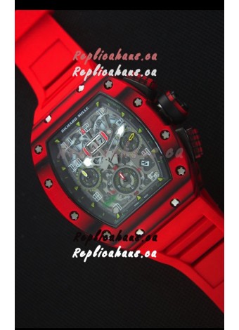 Richard Mille RM011-03 One Piece Red Forged Carbon Case Watch in Red Strap