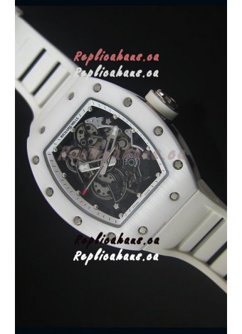 Richard Mille RM055 White Ceramic Case Watch in White Inner Bezel
