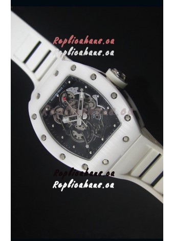 Richard Mille RM055 White Ceramic Case Watch in Black Inner Bezel