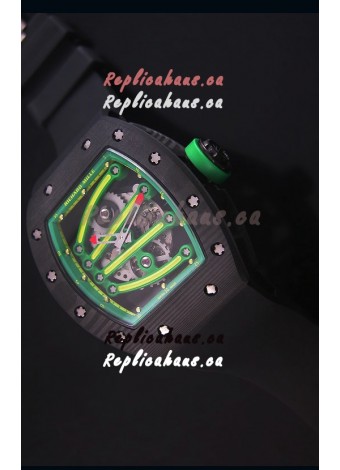 Richard Mille RM059 Yohan Blake Forged Carbon Case Swiss Replica Watch in Green Bezel