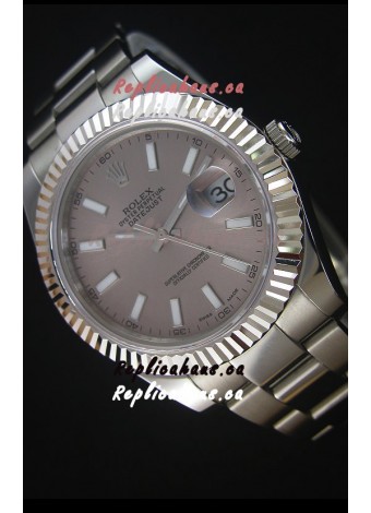 Rolex Datejust II 41MM with Cal.3136 Movement Swiss Replica Watch in Grey Dial Stick Markers 