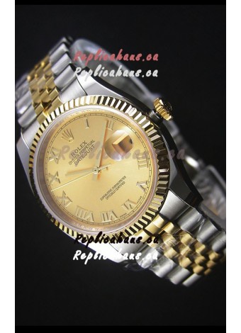 Rolex Datejust Replica Watch Gold with Roman Dial in 36MM with 3135 Swiss Movement 