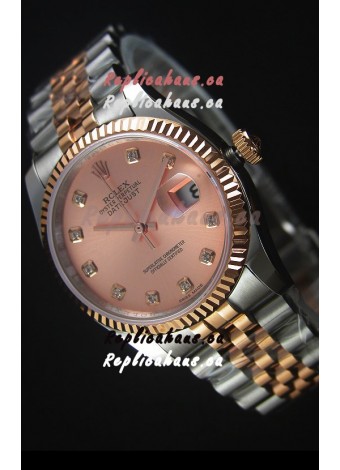 Rolex Datejust Replica Watch Rose Gold with Diamonds Dial in 36MM with 3135 Swiss Movement 