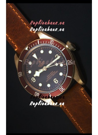 Tudor Heritage Bay Bronze Swiss Replica Watch with Leather Strap