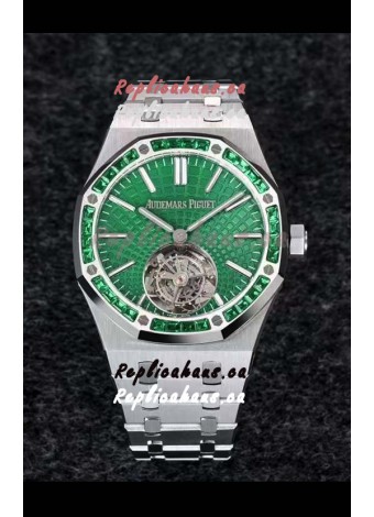 Audemars Piguet Royal Oak Flying Tourbillon 41mm Green Dial in 904L Casing - Green Tapisserie Dial