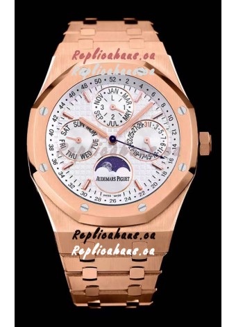 Audemars Piguet Royal Oak Perpetual Calendar Swiss Replica 904L Steel in Rose Gold Casing